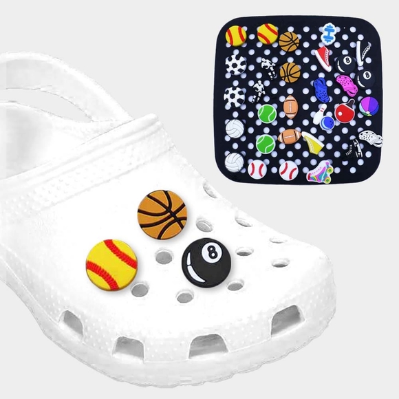 30PCS - Sports Balls Skate Sneakers Shoes Deco Charms